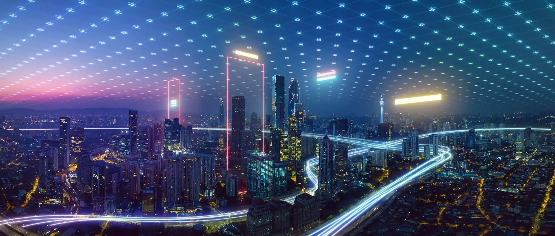 City skyline at night